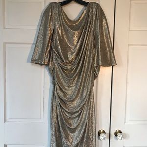 Eliza J ruched metallic gold dress